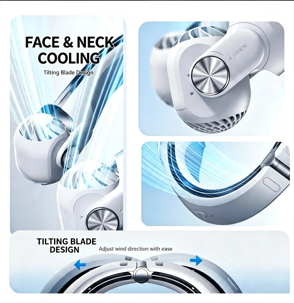 Cooling Neck Fan | Ultra-Light 146g Foldable USB Rechargeable Fan